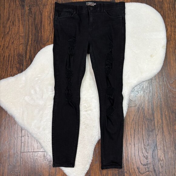 Torrid Jeans 16 Black Bombshell Skinny Ripped Elastic Waist Stretch - Picture 1 of 11